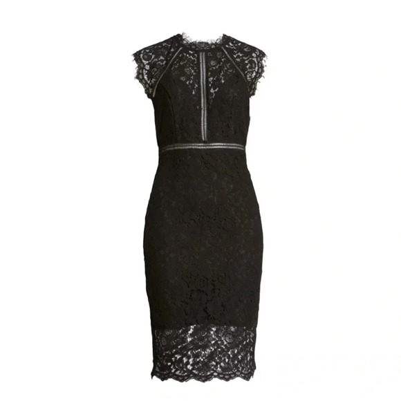Bardot Lace Panel Midi Dress In Black Size XS NWT - Picture 3 of 15